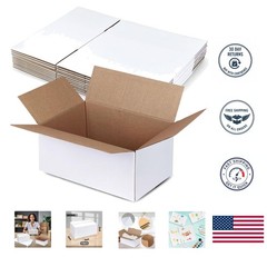 12 Count White Corrugated Shipping Boxes 9x6x4 – Durable & Lightweight