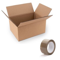 5-pack 12x9x6 inch kraft paper box with free 2-inch brown packing tape