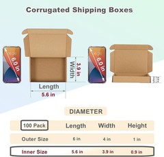 Small Cardboard Shipping Boxes 6x4x1 Inches Pack of 100 for Mailing and Packing