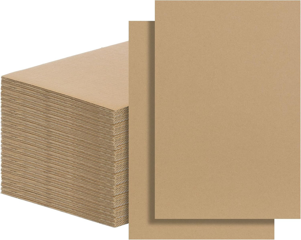 100 Pack 4X6 Inch Corrugated Cardboard Sheets, 1.8Mm Thick Brown Kraft Cardboard