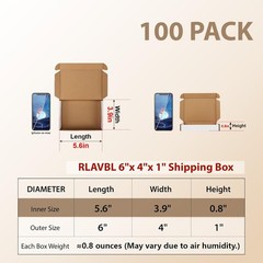 Set of 100 White Corrugated Shipping Boxes 6x4x1 – Lightweight & Sturdy