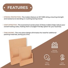 12 1/2 x 12 1/2 x 1″ Kraft Easy-Fold Mailers ECT-32B 50/Case