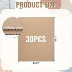 30 Pack Corrugated Cardboard Sheets 18×24 Inch, Large Cardboard Inserts for Ship