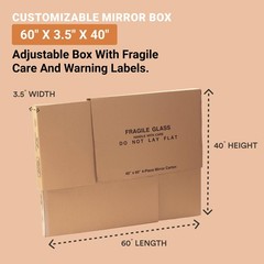 AVIDITI Large Mirror Box 40L x 3.5W x 60H (1-Pack), Cardboard Boxes Perfect for