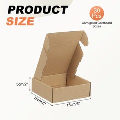 6 x 6 x 2 Inch Shipping Boxes, 30 Pcs Hard Corrugated Cardboard Box, Brown