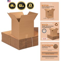 Shipping Boxes Medium 14″L x 14″W x 14″H 25-Pack – Corrugated Cardboard Box f…