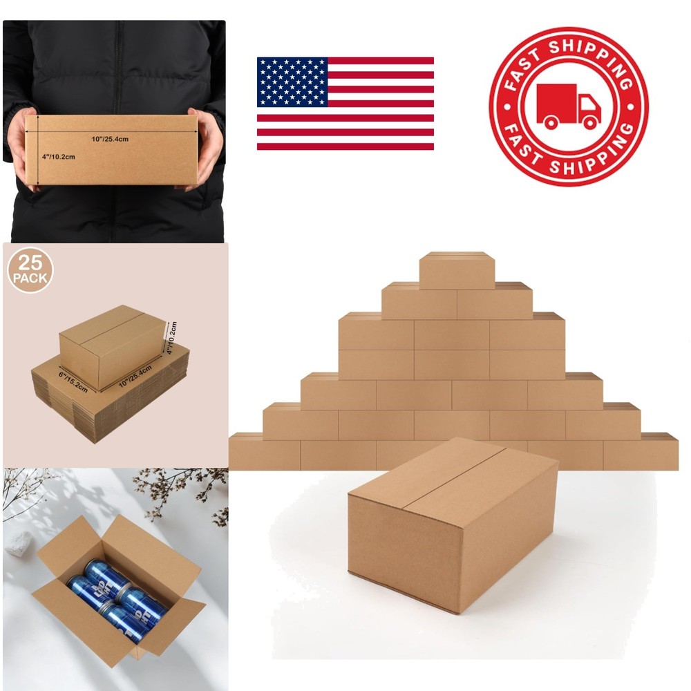 10x6x4 Inch Packing Boxes Made from Recycled Material for Eco Friendly Shipping