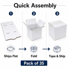 Small White Corrugated Shipping Boxes 6x6x6 Inches, 35 Pack