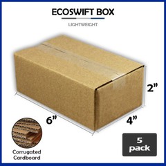 5 6x4x2 “EcoSwift” Brand Cardboard Box Packing Mailing Shipping Corrugated