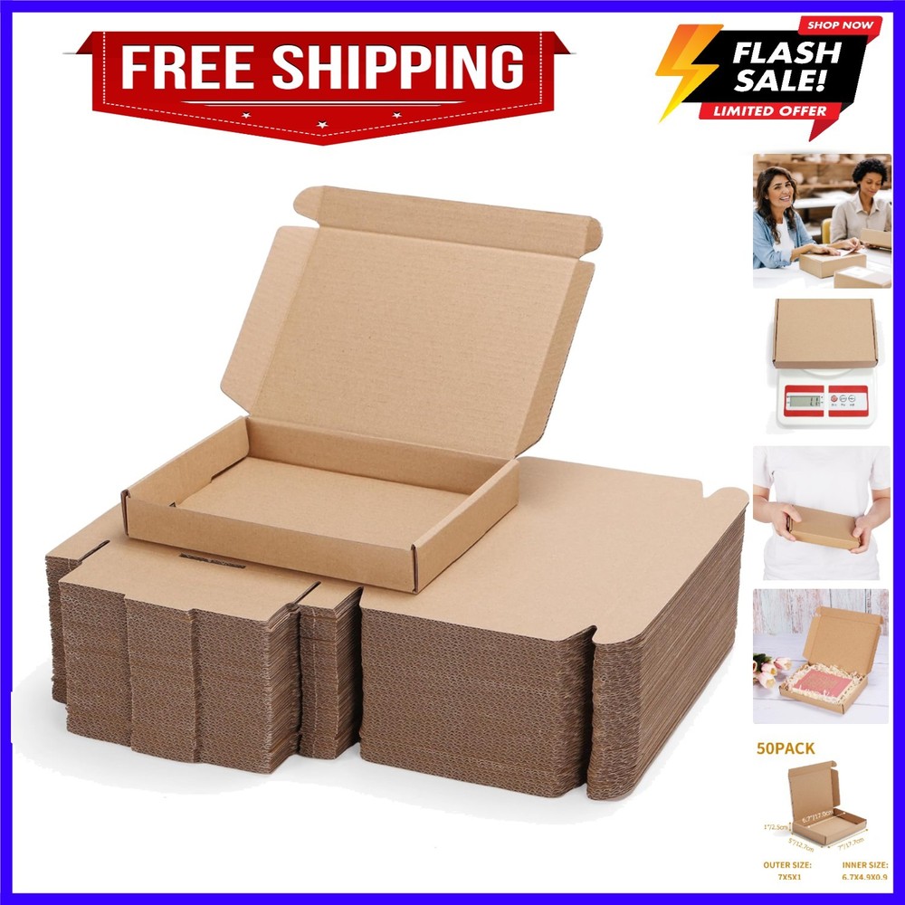 7x5x1 inch Shipping Boxes Bulk 50 Pack Brown, Tab Lock Tuck Top Mailer Boxes …