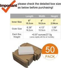 50 Pack 6x4x1 Inch White Corrugated Shipping Boxes, Cardboard Literature Mailers