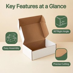 25 Pack 9x6x3 Inch Shipping Boxes White Mailer Corrugated Cardboard Commerce