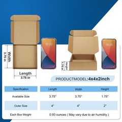 50 Pack 4x4x2 Small Shipping Boxes – Brown Corrugated Cardboard Mailer Boxes …