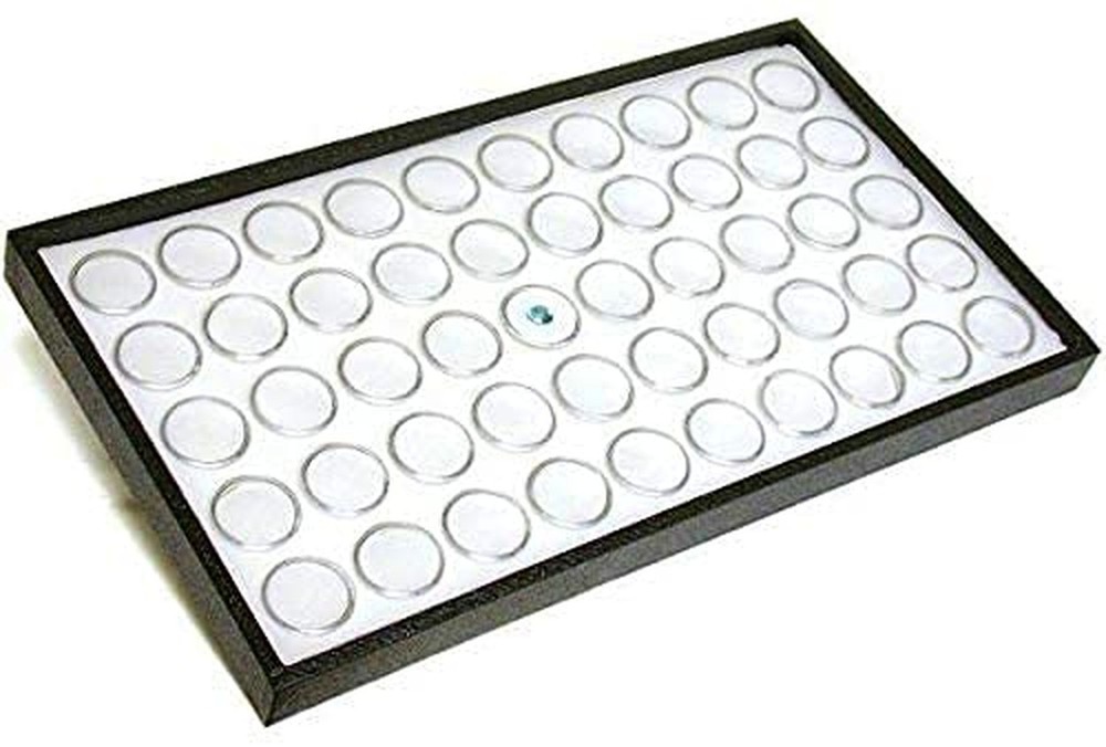 RJ Displays White Gem Jar Foam Insert with Stackable Black Durable Plastic Tr…