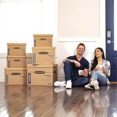 Medium Classic Moving Boxes, 20-Pack Tape-Free Assembly, Lidded Boxes