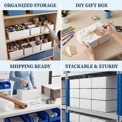 25 Pack 10x6x4 Shipping Boxes – White Corrugated Cardboard for Mailing, Storage