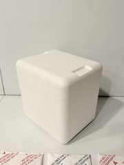 Styrofoam Insulated Cooler Shipping Container White Lid w/ Cold Gel Ice Packs