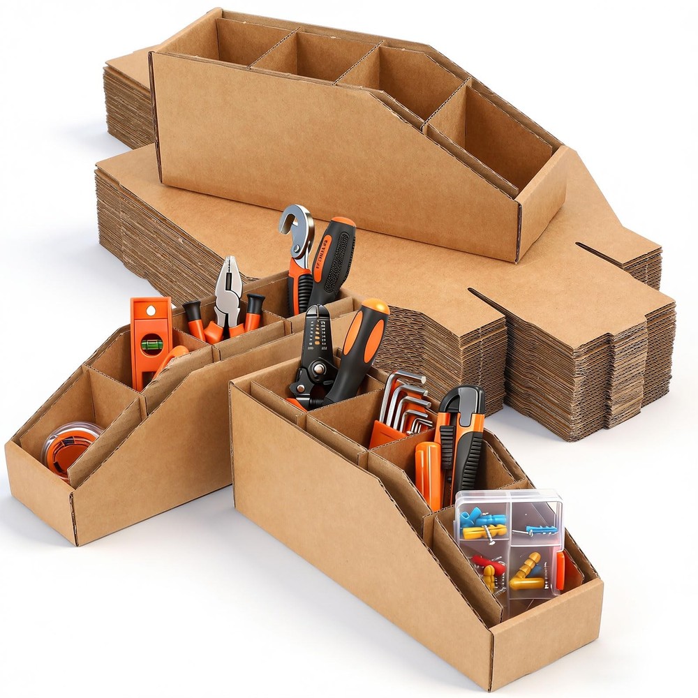 30 Pcs Cardboard Storage Parts Bins Open Top Corrugated Cardboard Storage Box…