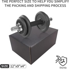 Set of 10 Black Corrugated Shipping Boxes, 12″x9″x4″ with Strong Load-Bearing