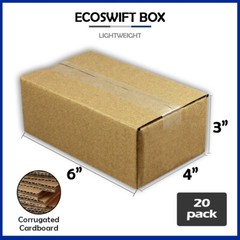 20 6x4x3 “EcoSwift” Brand Cardboard Box Packing Mailing Shipping Corrugated