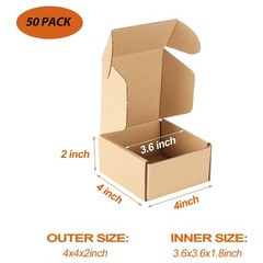 Brown Cardboard Shipping Boxes 4x4x2 Inch 50 Pack Tuck Top for Small Business