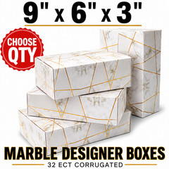 9x6x3 Marble Designer Shipping Boxes 32 ECT Corrugated Gift Mailer Boxes