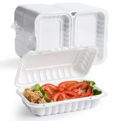 YANGRUI 50-Pack 28oz 9×6 White Takeout Boxes – Shrink Wrapped No Pre-Wash | B…