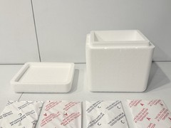 Styrofoam Insulated Cooler Shipping Container White Lid w/ Cold Gel Ice Packs