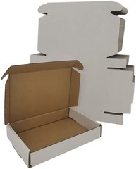 50 Pack 6x4x1 Inch White Corrugated Shipping Boxes, Cardboard Literature Mailers
