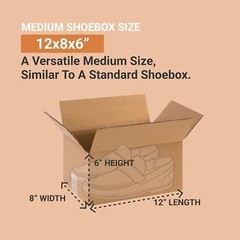 12 x 8 x 6 Shipping Boxes Moving Boxes Corrugated Kraft 25/Bundle 25/Pack