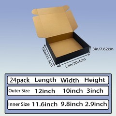 20 Pack 12x10x3 inches Black Shipping Boxes Corrugated Mailer Packaging Box