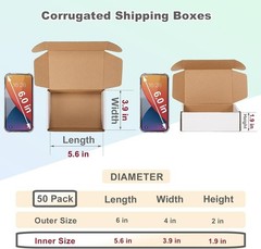 Pack of 50 Small Shipping Boxes 6x4x2 Inches White for Lightweight Items