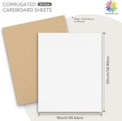 Mat Board Center, 50 Pack 16X20 Corrugated Cardboard Sheets, 1/16 inch thick,…