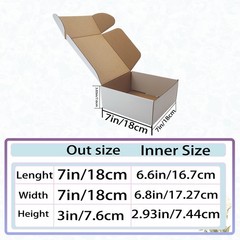 7x7x3 Inches White Shipping Boxes Set of 25，Cardboard Boxes Recyclable Corrug…