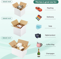 30 Pack Small Shipping Boxes Assorted Sizes, White Corrugated Box Mailers, Cardb