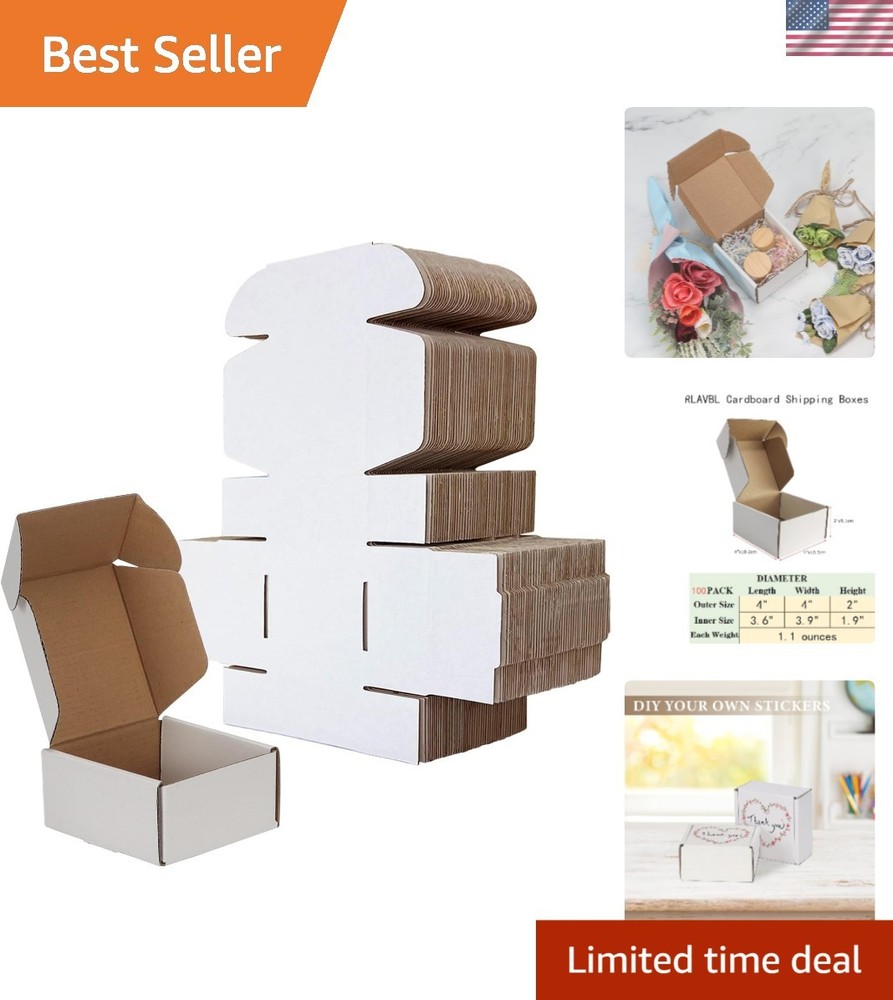 Brand New 4x4x2 White Small Corrugated Cardboard Mailer Box – 100 Pack