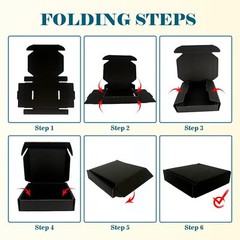 50 Pack 4x4x1 in Black Small Shipping Boxes Corrugated Cardboard Mailers