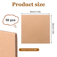 50 Corrugated Cardboard Sheets，12×12 Inches Flat Card Board Inserts LP record…