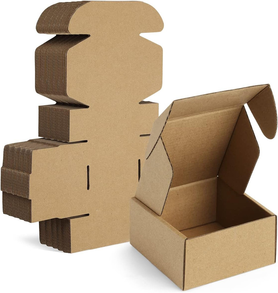 50 Pack 4X4X2 Small Shipping Boxes – Brown Corrugated Cardboard Mailer Boxes for