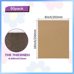 50 Pack 8×10 Corrugated Cardboard Sheets, Flat Cardboard Inserts for Shipping…