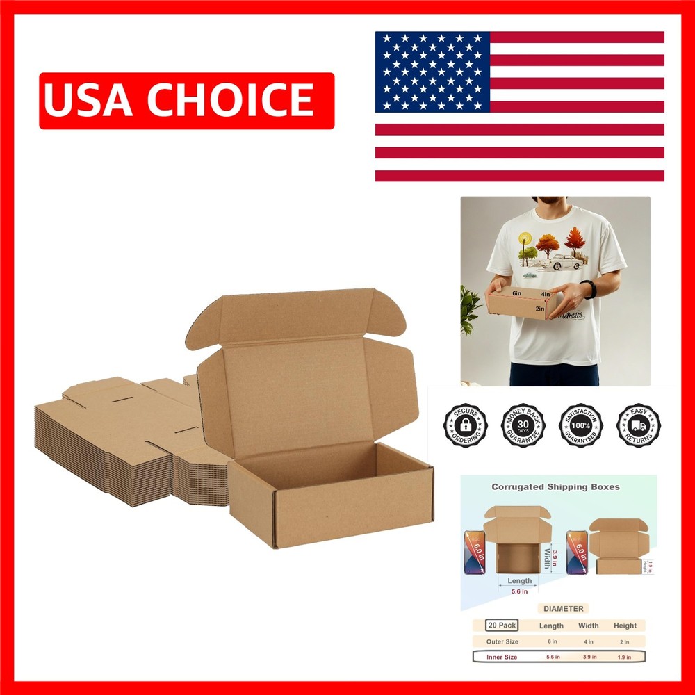 Recyclable 6x4x2 Shipping Boxes – Crush Resistant Cardboard for Fragile Items