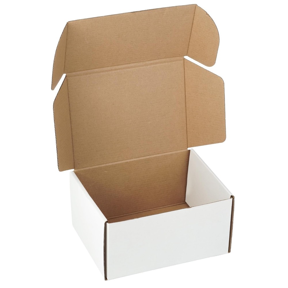 5 Pack 8x6x4 Inch Shipping Boxes White Corrugated Cardboard Mailer Box