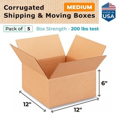 Medium Moving & Shipping Boxes 12 x 12 x 6 12 x 12 x 6″ (Medium Boxes), Kraft