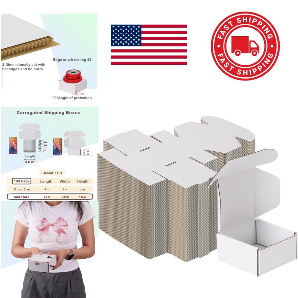 Recyclable Shipping Boxes 4x4x2 Inches Pack of 100 for Storing Lightweight Items