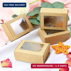 BadenBach 50 PCS Mini Kraft Boxes with Windows,3.33″ x 2.35″ x 1.18″,Small Soap