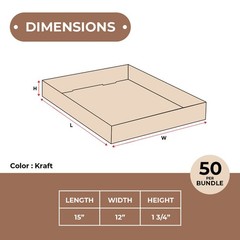 50 Per Bundle 15x12x1 3/4 Kraft Corrugated Trays ECT-32