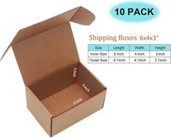 YOUNGKEE 10 Pack 6x4x3″ Small Corrugated Shipping Boxes Brown No Tape