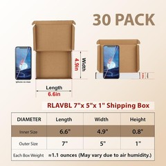 Lightweight 7x5x1 Cardboard Shipping Boxes – Set of 30 for Small Businesses