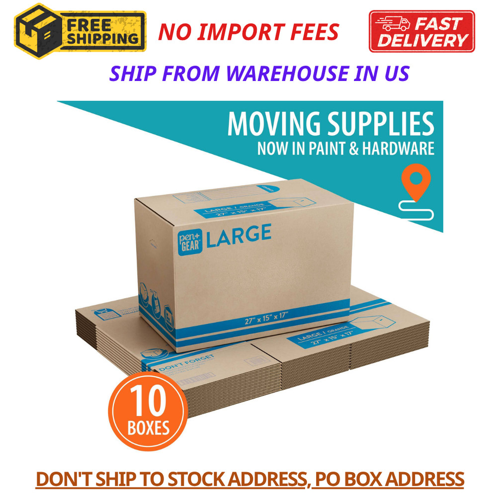 (10 Pack) Large Moving Boxes, 27L X 15W X 17H, Kraft
