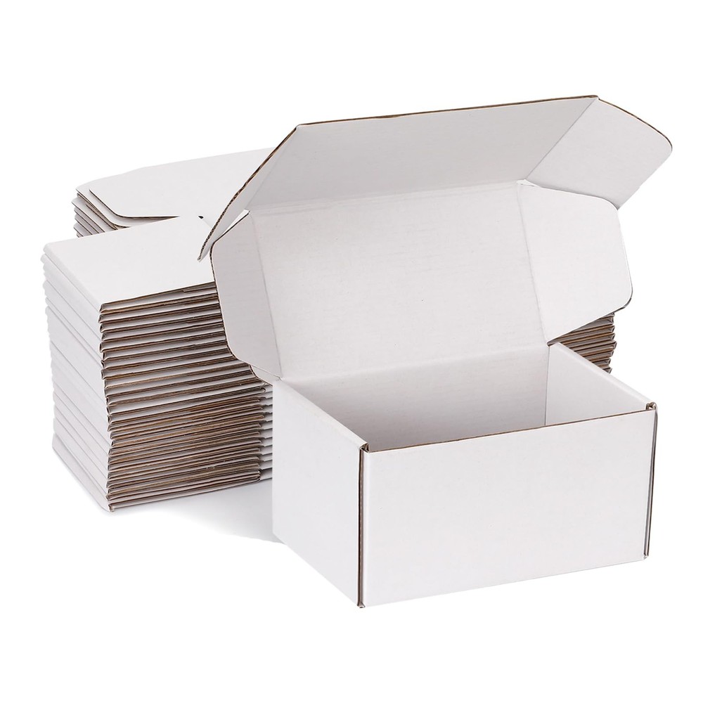 White Corrugated Cardboard Shipping Boxes 6x4x3 Inches, 25 Pack